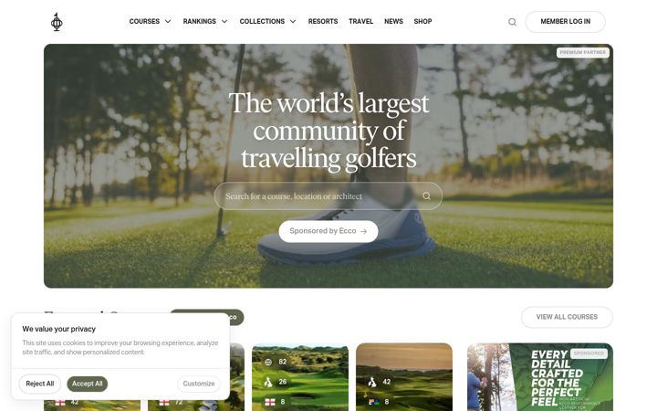 Screenshot of top100golfcourses.com