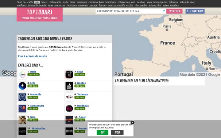 Screenshot του top10bars.fr