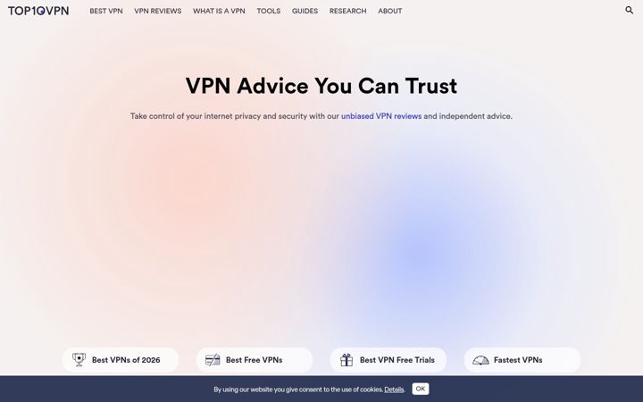 Screenshot of top10vpn.com