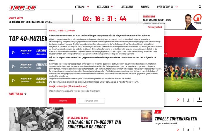 Screenshot of top40.nl