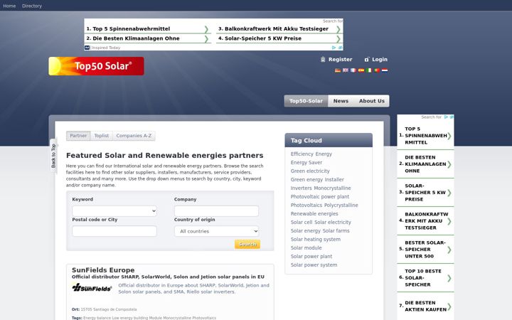 Snímek obrazovky top50-solar.de