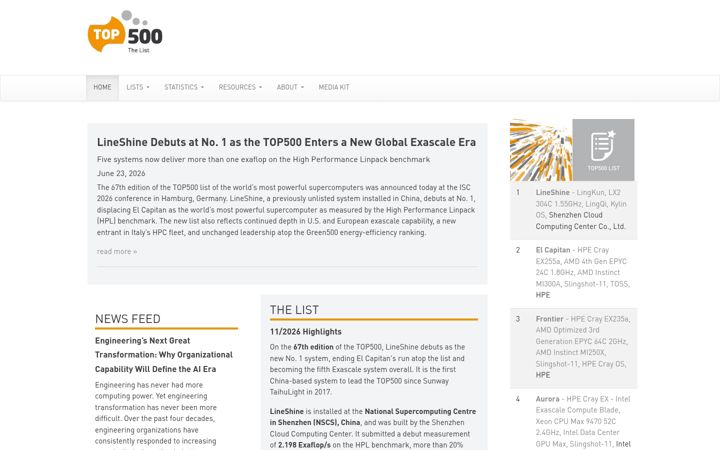 Ekrano kopija top500.org