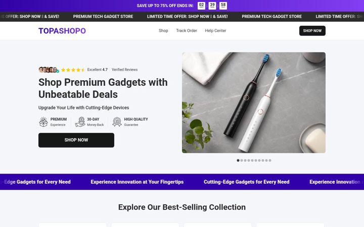 Screenshot of topashopo.com
