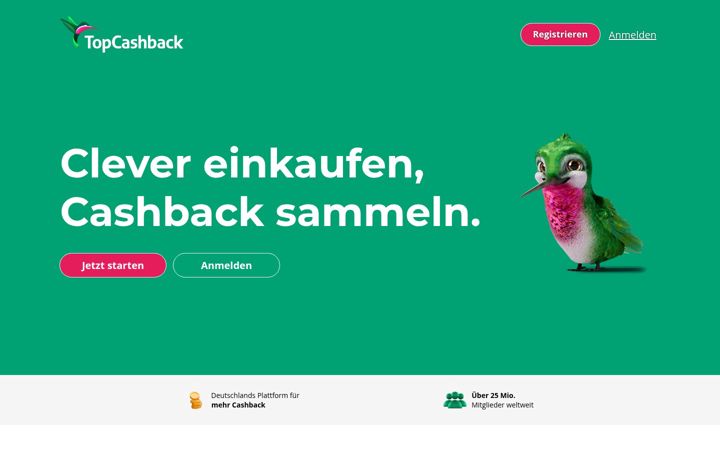 Screenshot of topcashback.de