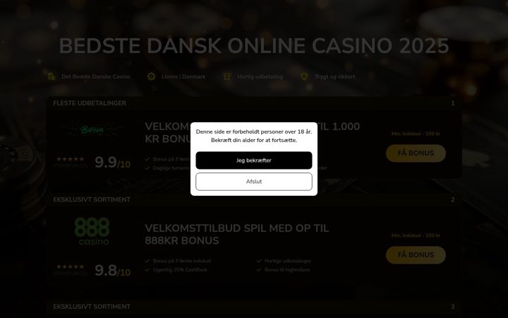 Screenshot of topcasinosindenmark.com
