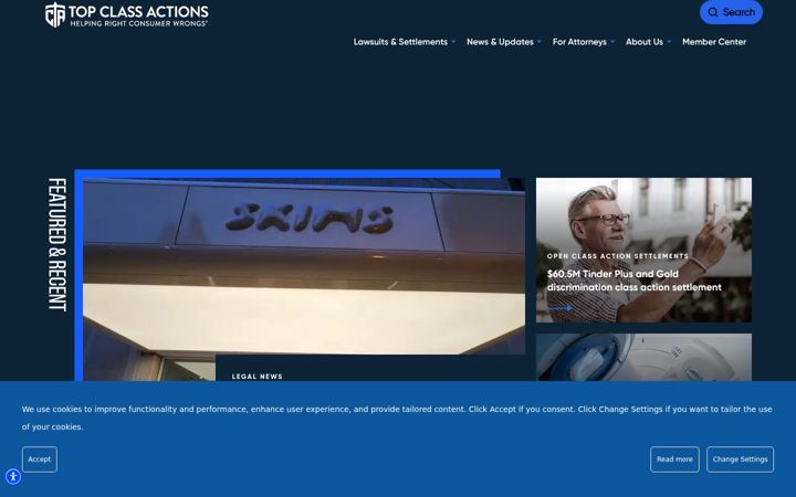 Screenshot stránky topclassactions.com