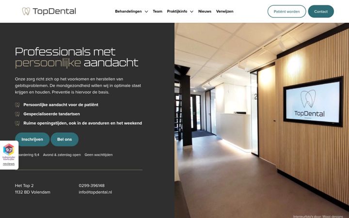 Posnetek zaslona topdental.nl