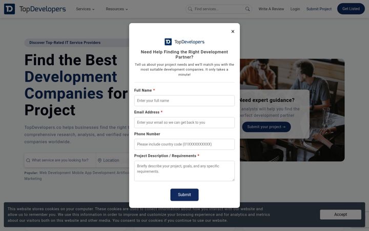Screenshot of topdevelopers.co