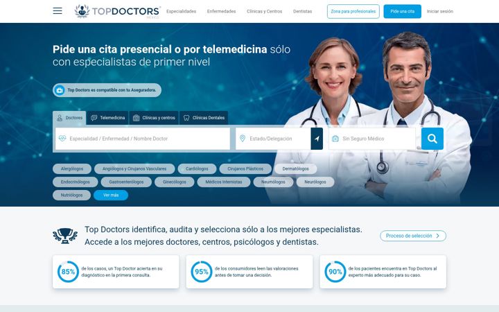 Screenshot of topdoctors.mx