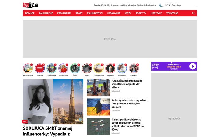 Snimka zaslona za topky.sk