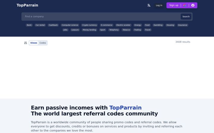 Screenshot of topparrain.com