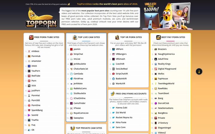Screenshot of toppornsites.com