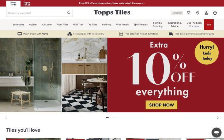 Captura de pantalla de toppstiles.co.uk