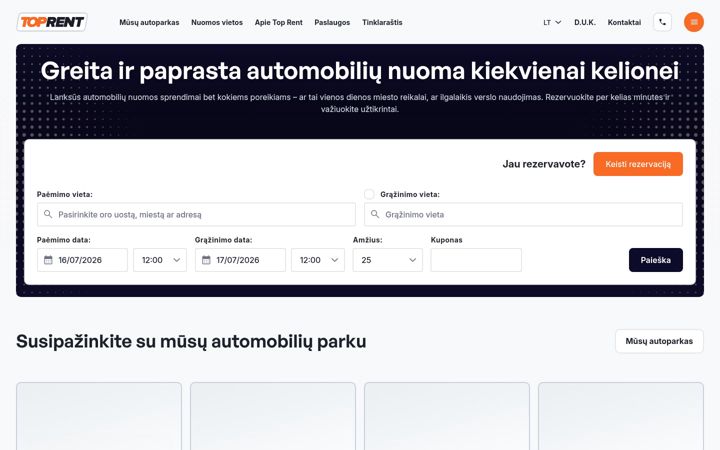 Screenshot of toprent.lt