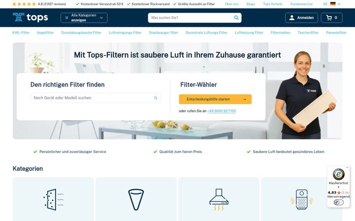 Screenshot of topsfilter.de