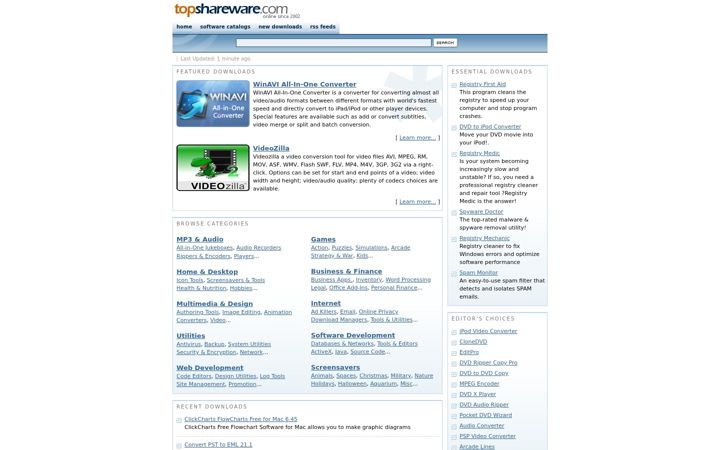 Screenshot of topshareware.com