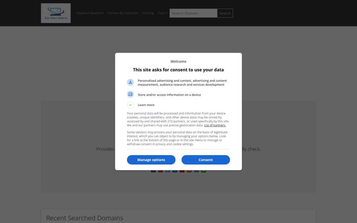 Екранна снимка на topsitessearch.com