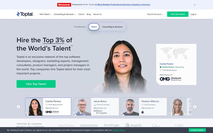 Ekrano kopija toptal.com