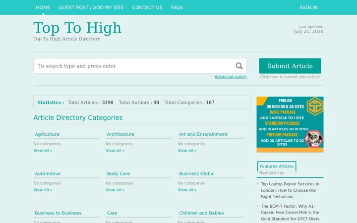 Screenshot of toptohigh.com
