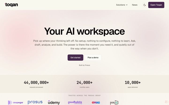 Screenshot of toqan.ai