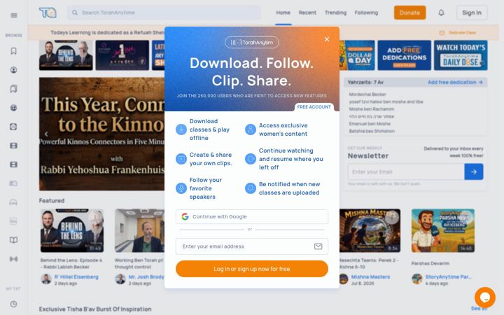 Screenshot of torahanytime.com