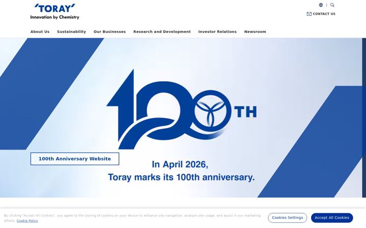 Screenshot of toray.com