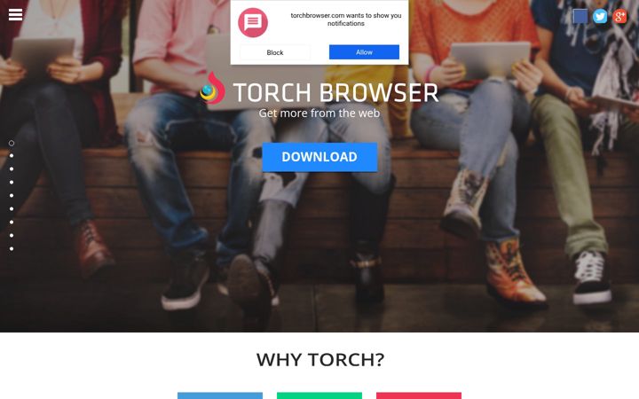 Screenshot van torchbrowser.com