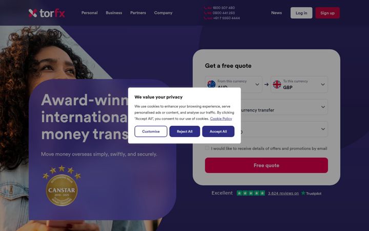 Screenshot of torfx.com.au