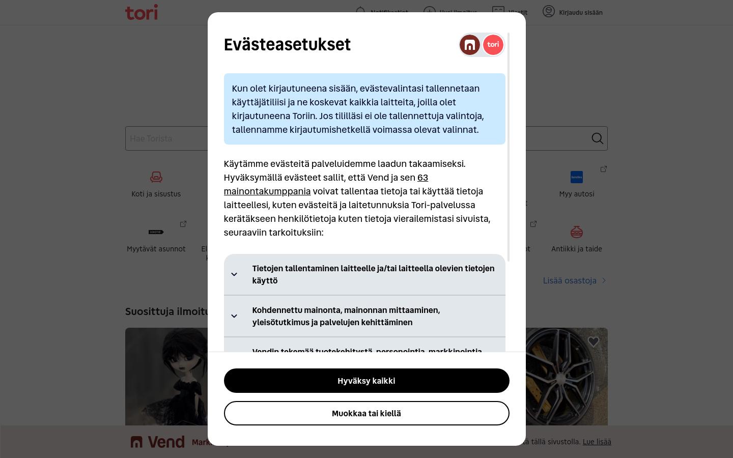 Screenshot of tori.fi