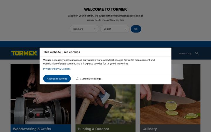 Screenshot of tormek.com