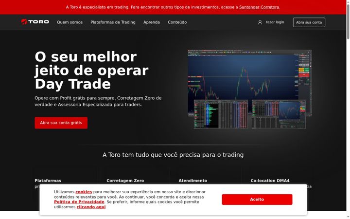 Screenshot of toroinvestimentos.com.br