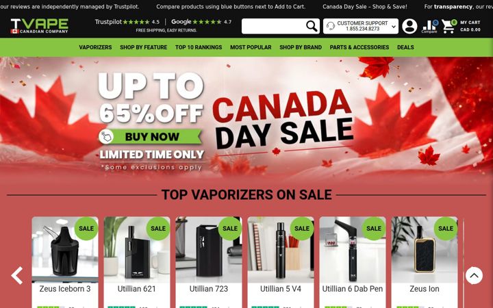 Snímek obrazovky torontovaporizer.ca