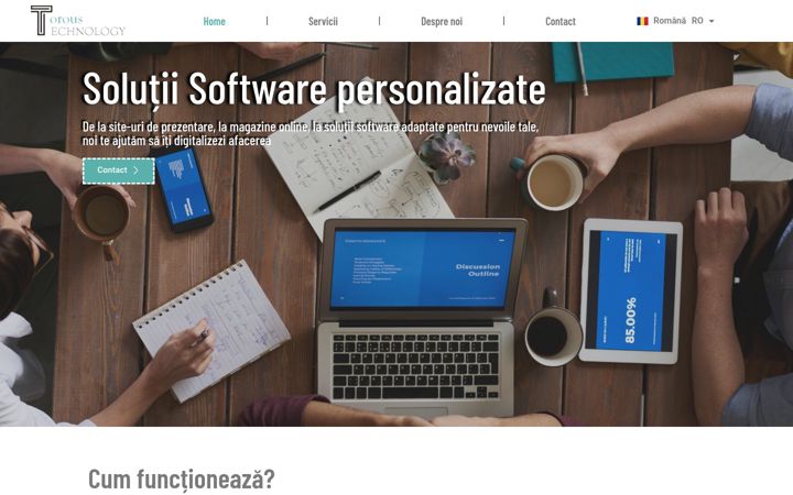 Kuvakaappaus sivustosta toroustechnology.ro
