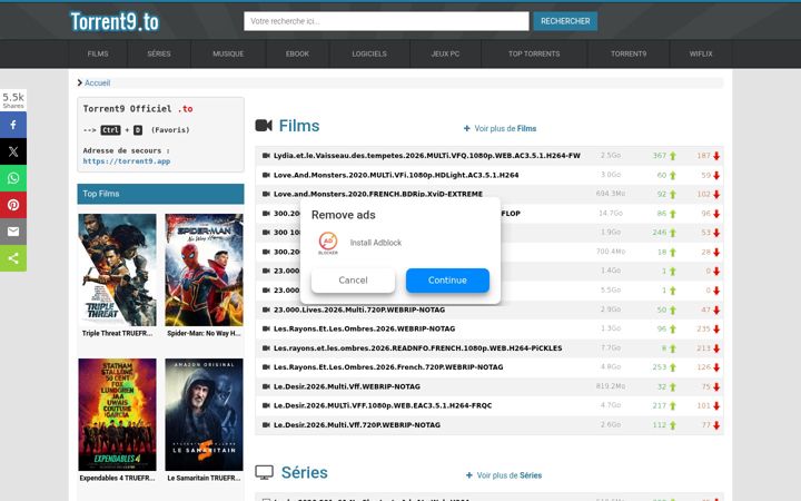 Screenshot of torrent9.club