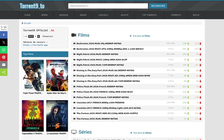Kuvakaappaus sivustosta torrent9.to