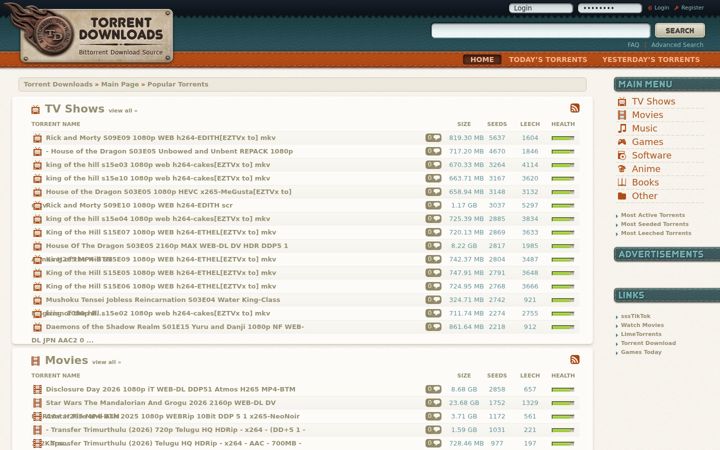 Screenshot von torrentdownloads.me