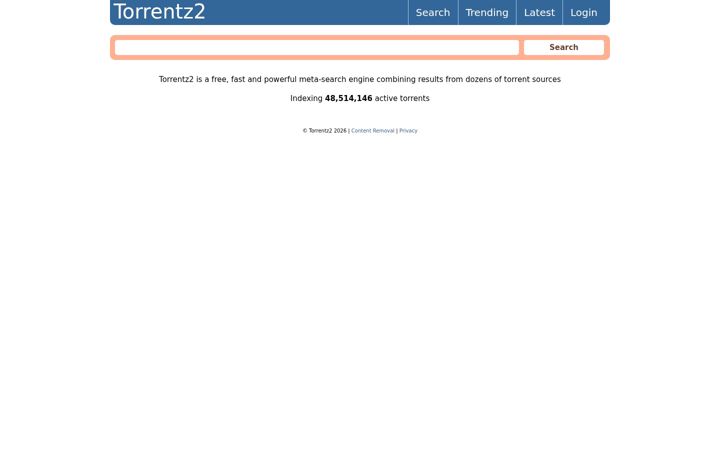 Screenshot of torrentz2.nz