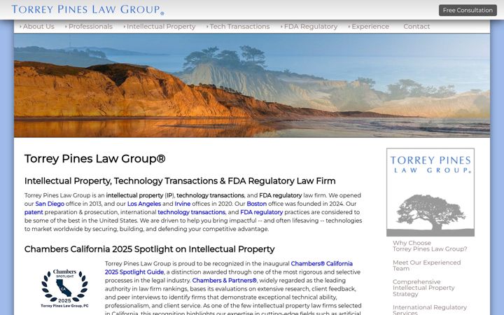Ekrānuzņēmums no torreypineslaw.com