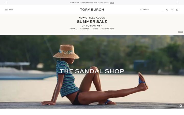 Ekrānuzņēmums no toryburch.com
