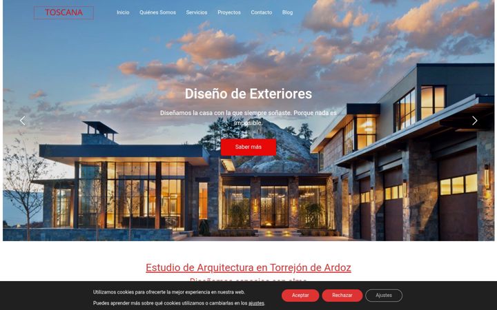 Screenshot ta' toscanaarquitectos.com