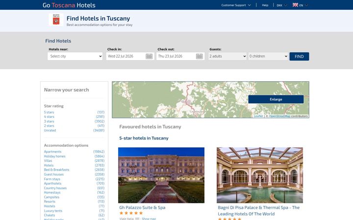 Capture d'écran de toscanahotel.com