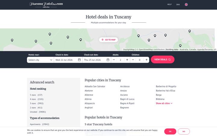 Képernyőkép: toscanahotel24.com