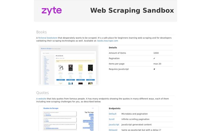 Zrzut ekranu toscrape.com