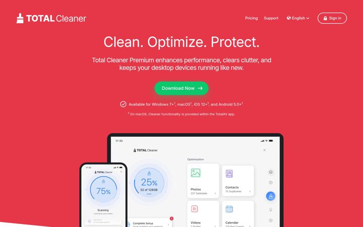 Screenshot of totalcleaner.com