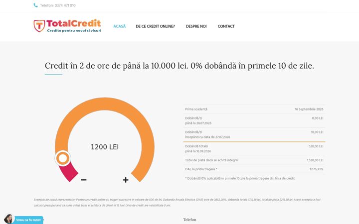 Screenshot von totalcredit.ro