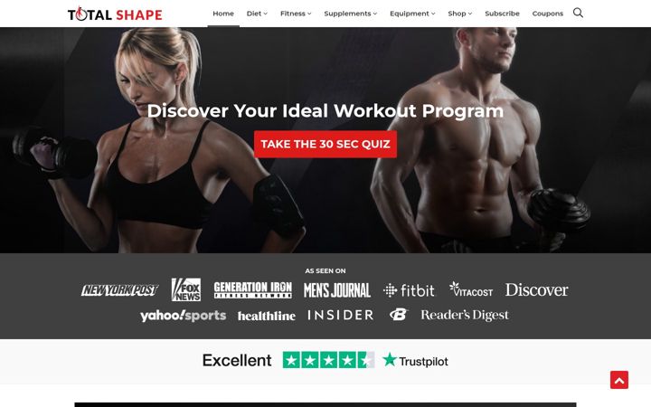 Captura de ecrã de totalshape.com