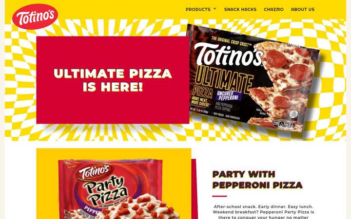 Captură de ecran a totinos.com