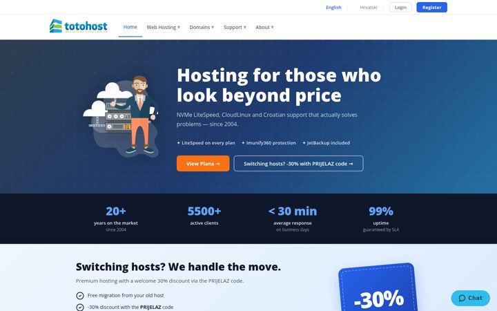 Captura de ecrã de totohost.com