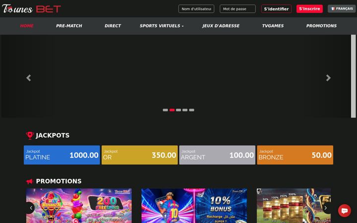 Screenshot di tounesbet.com