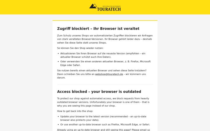 Screenshot of touratech.de
